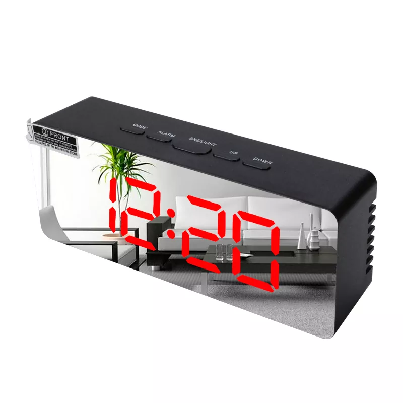 LED 직사각형 단순 거울 알람시계