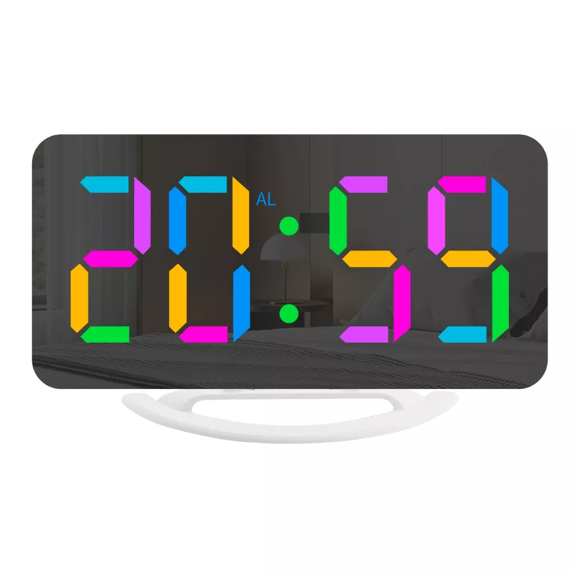 LED RGB 컬러 디스플레이 데스크 미러 알람 시계